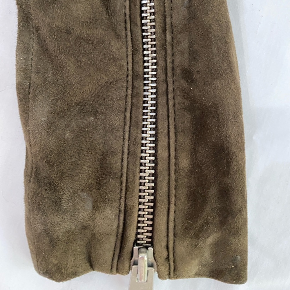 ALLSAINTS Hitchen Graphite Dark Brown 100% Goat Leather Suede Moto Jacket 2 - Picture 12 of 16